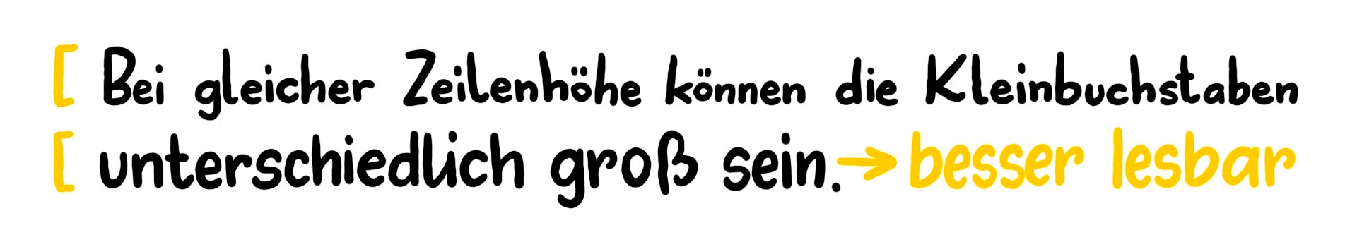 Vergrößere Kleinbuchstaben